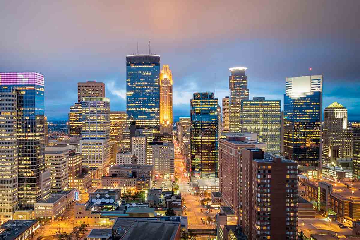 Downtown Minneapolis at night
